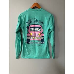 Womens Size S Simply Southern Faith Can Move Mountains Jeep Shirt